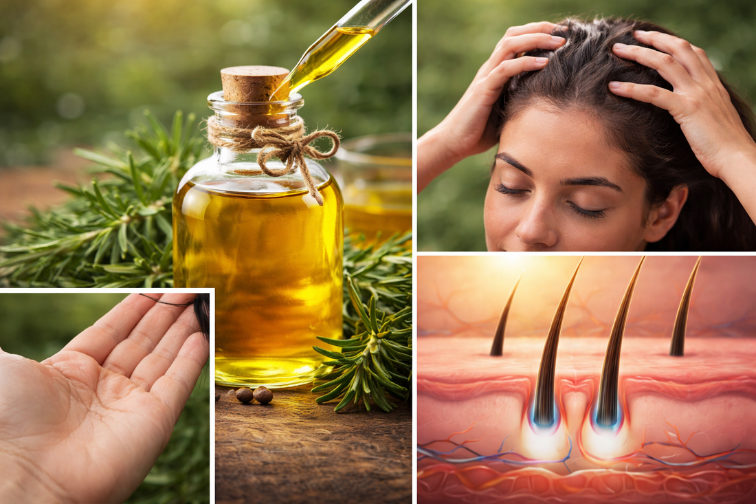 Rosemary oil for hair growth, scalp stimulation, reducing hair fall, and strengthening hair follicles naturally