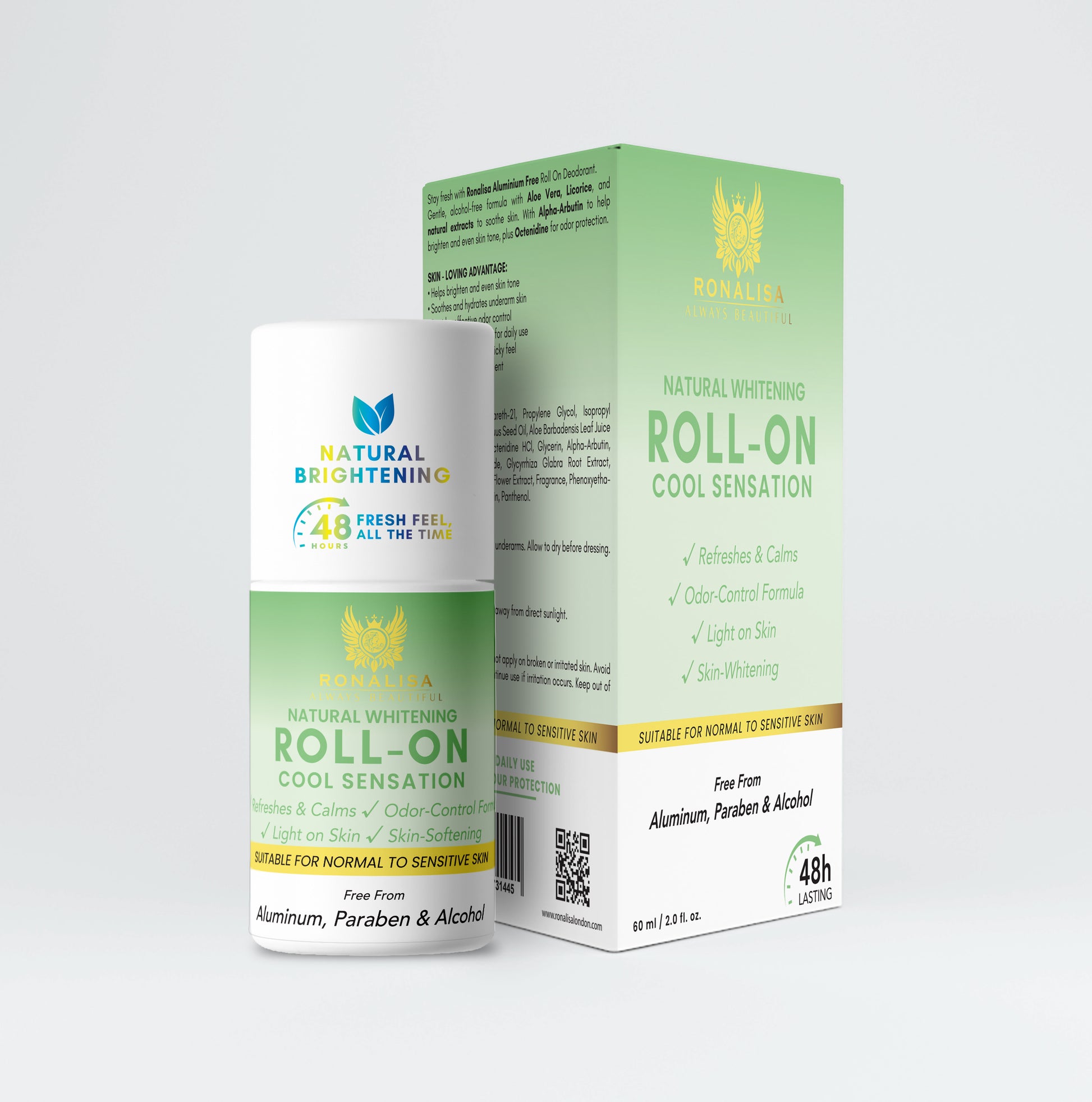 Whitening and brightening roll-on with cooling peppermint and aloe vera by Ronalisa