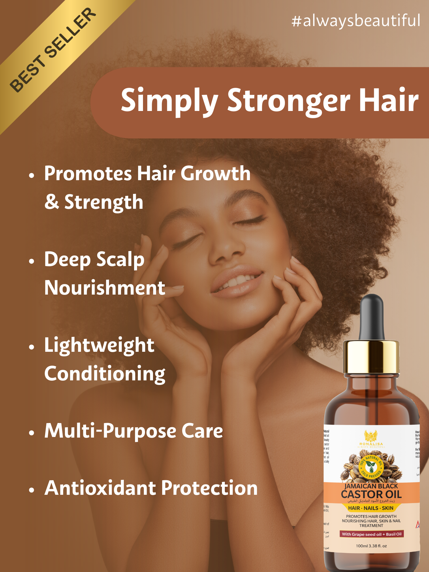 Hair growth oil benefits for stronger, thicker hair, reduced hair fall and improved scalp health with castor oil