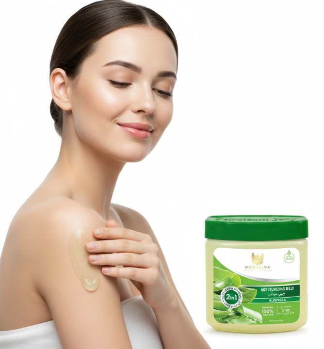 Moisturizing skin jelly applied on dry and sensitive skin
